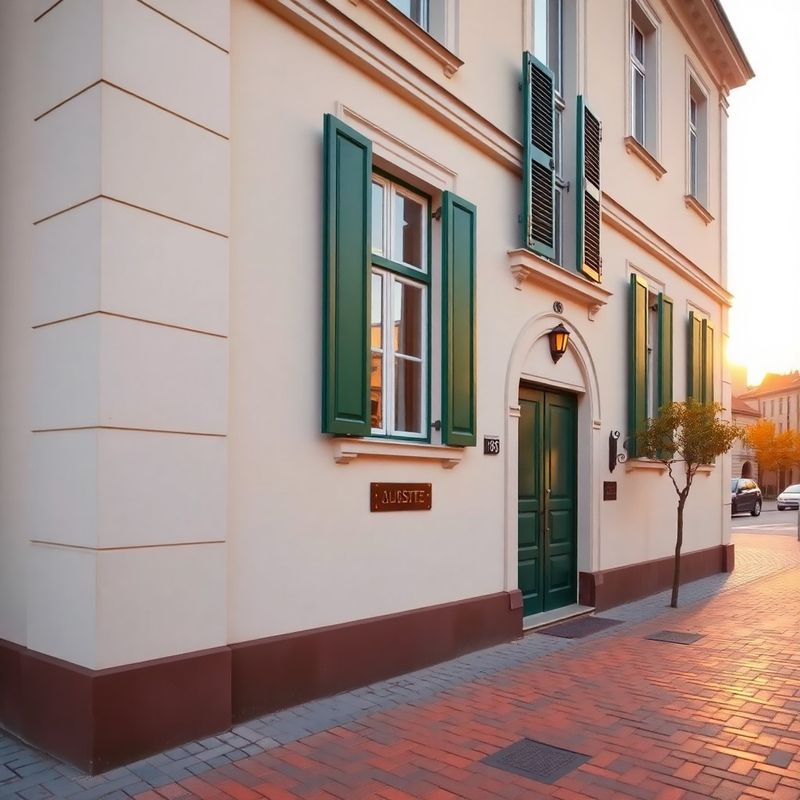 Fațada restaurată a clădirii de la Str. Alexandru Ioan Cuza 14 din Craiova la apus
